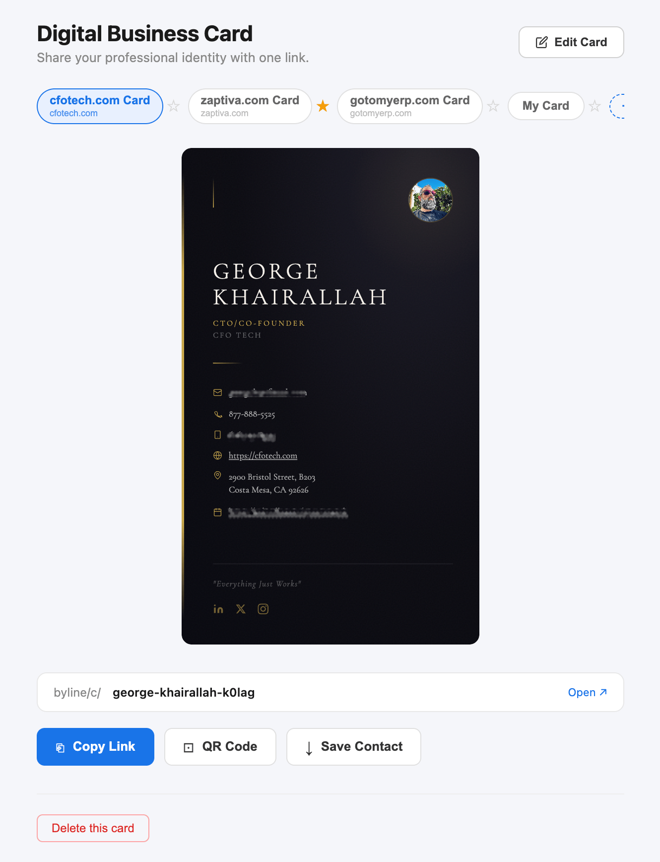 Digital business card